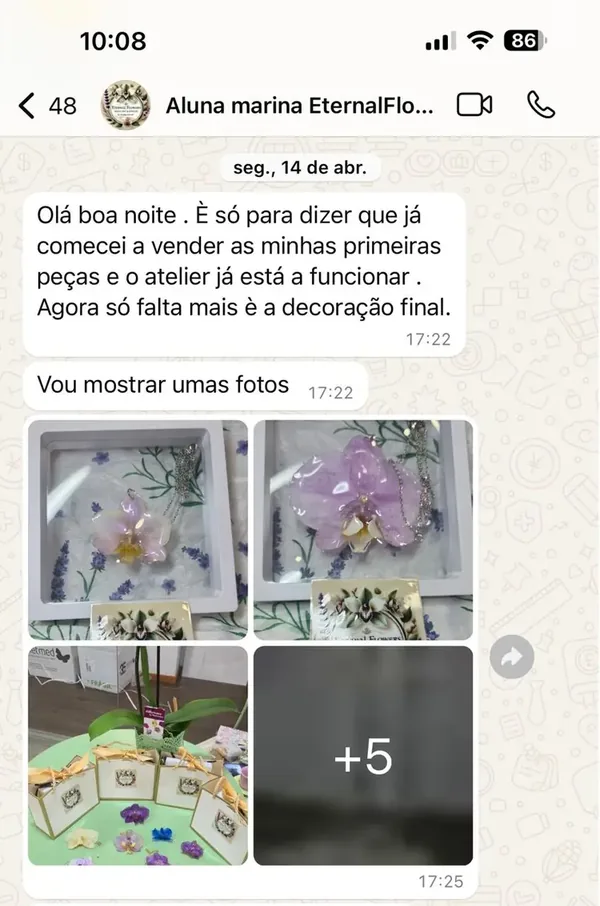Aluna conta que começou com as primeiras peças e montou o ateliê