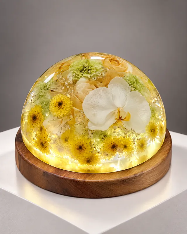 Luminária de meia esfera com flores